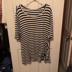 Black and Ivory Striped Boutique Top